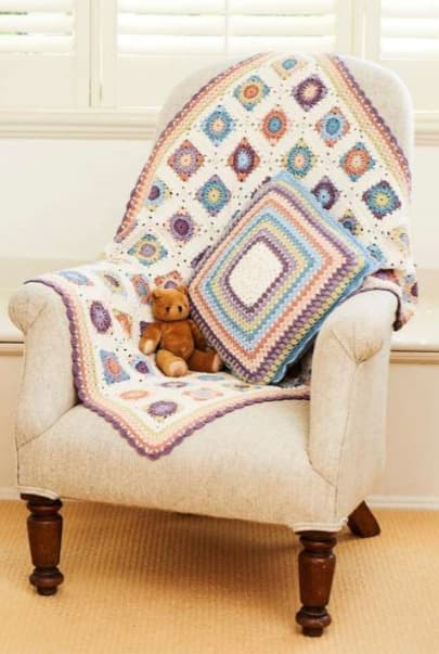 Stylecraft Violet Baby Blanket & Cushion by Helen Boreham - Naturals Bamboo & Cotton 9 Ball Colour Pack